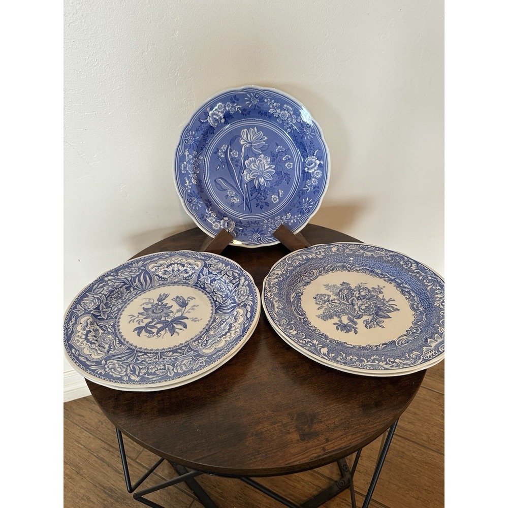 Set Of 5 Spode Blue Room Collection Dinner Plates All Floral.‎